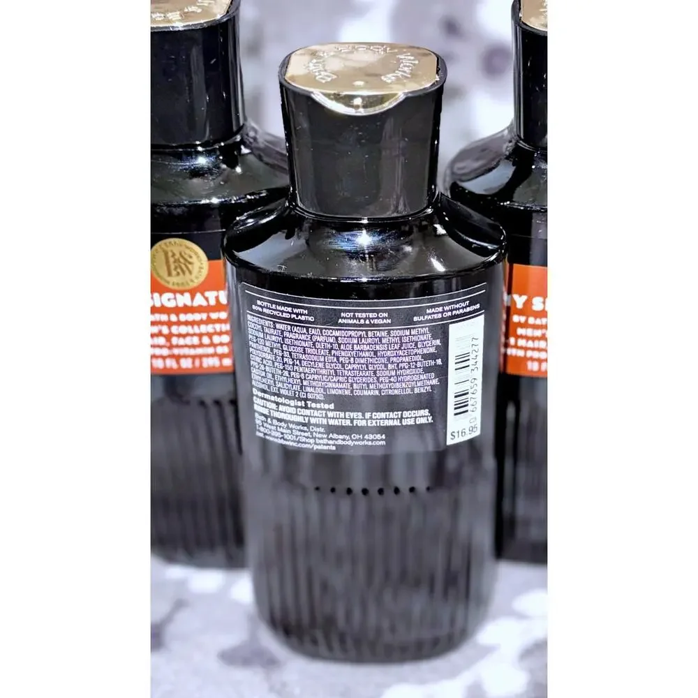 Bath & Body Works 10 oz My Signature Men's 3-in-1 Hair Face Body Wash Gel x3